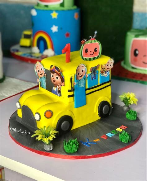 Cocomelon School Bus Cake Cocomelon Theme Cake Order Custom