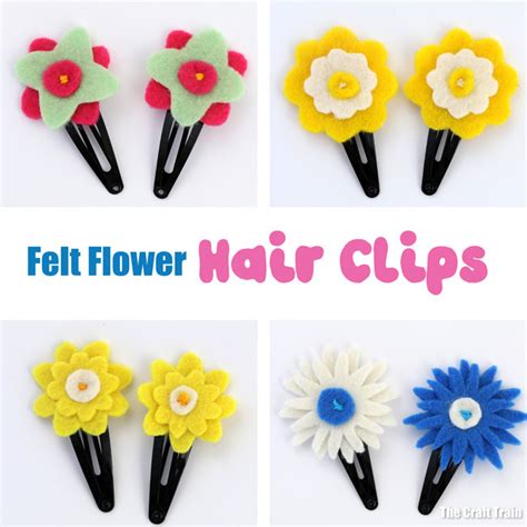 Felt flower hair clips - The Craft Train