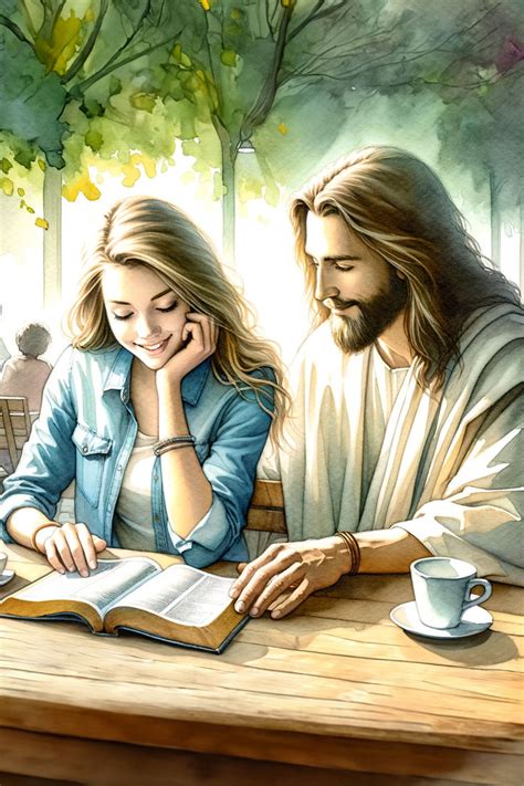 Jesus and me art enjoying His Word together during quiet time | Jesus art, Jesus christ art ...