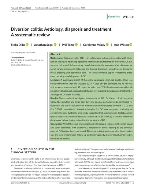 (PDF) Diversion colitis: Aetiology, diagnosis and treatment. A systematic review