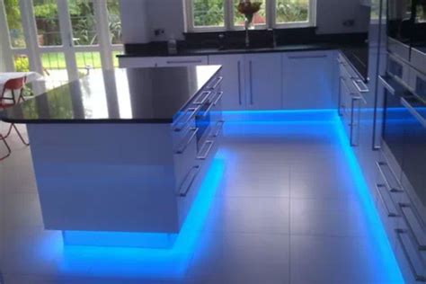 Blue LED Strip Light Sets For Kitchen Cabinet Counter Remote Control Dimmer | Kitchen lighting ...