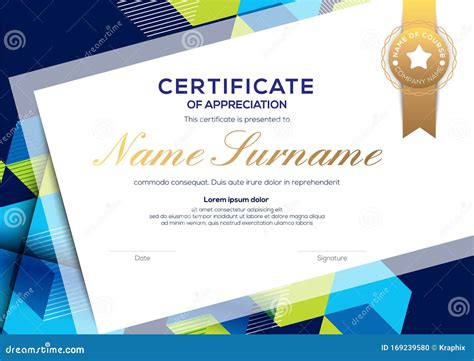 Modern Blue Certificate of Completion Template with Abstract Background Stock Vector ...