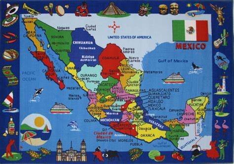 Fun Time Map of Mexico Kids Rug | Cool rugs, Map rug, Mexico map