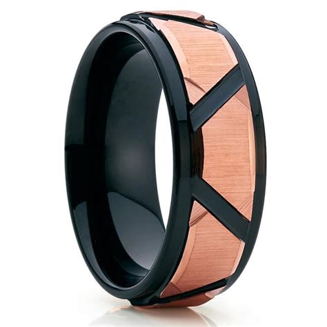 Black Tungsten Wedding Band - Rose Gold - Black Tungsten Ring - 8mm – Clean Casting Jewelry