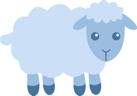 Cute Blue Sheep - Free Clip Art