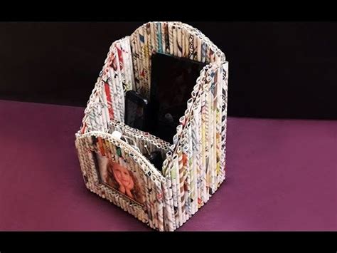 Making DIY Newspaper Mobile Stand. Pen Holder with Photo Frame | Newspaper Crafts | StylEnrich ...