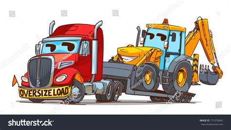 Oversize Load Semi Truck Cartoon Character Stock Vector 715376842 - Shutterstock