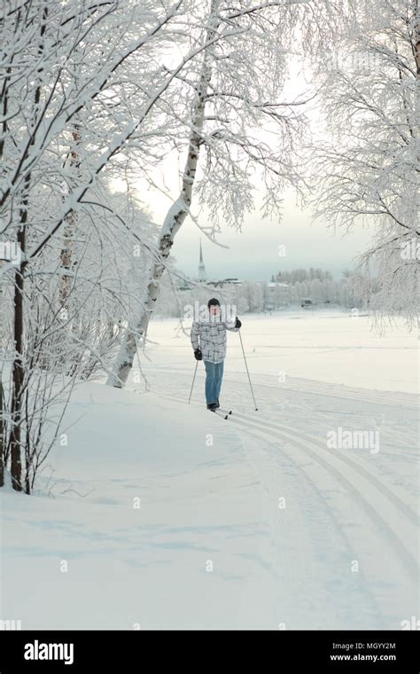 Cross-country skiing in Finland Stock Photo - Alamy