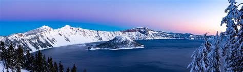 Expose Nature: Panoramic Sunrise - Crater Lake National Park [OC] [8546x2525]