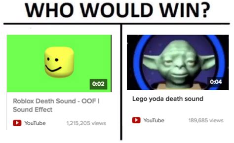 Lego Yoda Death Sound > Roblox Death Sound : r/dankmemes