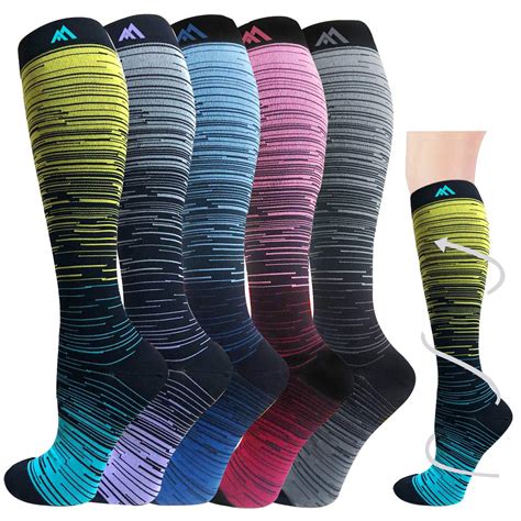 5-Pairs Gradient Compression Socks For Men & Women （20-30 mmHG）I ACTIN ...