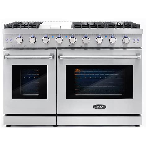 48 in. Slide-In Freestanding Double Oven Gas Range with 6 Italian Burners, Convection Oven