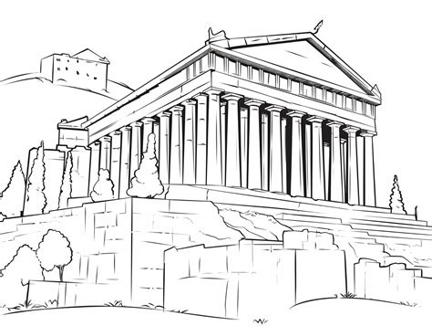 Greek Architecture Coloring - Coloring Page