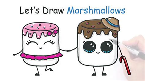 Cute Marshmallow Drawing - canvas-link