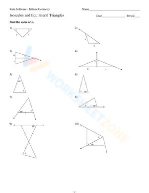 Isosceles and equilateral triangles worksheets