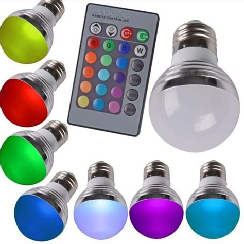 Color changing led light bulb 3w full set of energy saving lamp colorful rgb Bulb remote control ...