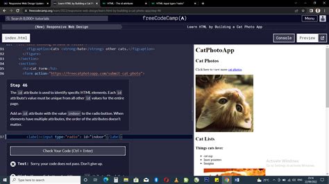 Learn HTML by Building a Cat Photo App - Step 46 - HTML-CSS - The freeCodeCamp Forum