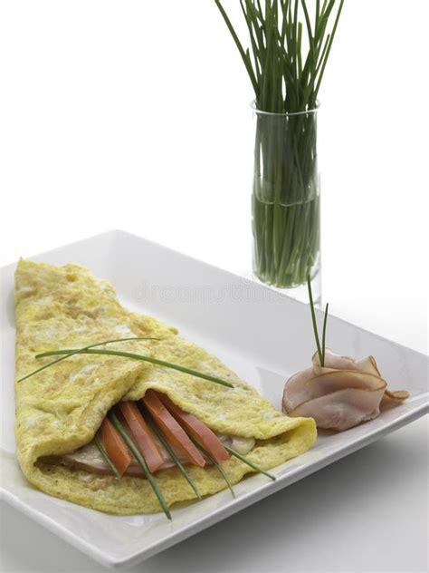 Omelet egg with green herb stock image. Image of garnish - 10874763