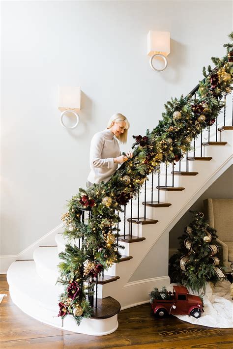 Double the Christmas Garland on a Staircase Banister! | BlueGrayGal