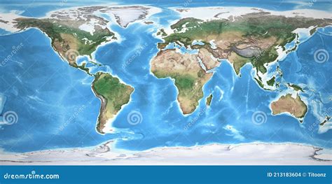 High Resolution Detailed Map of the Earth Stock Illustration - Illustration of oceania ...