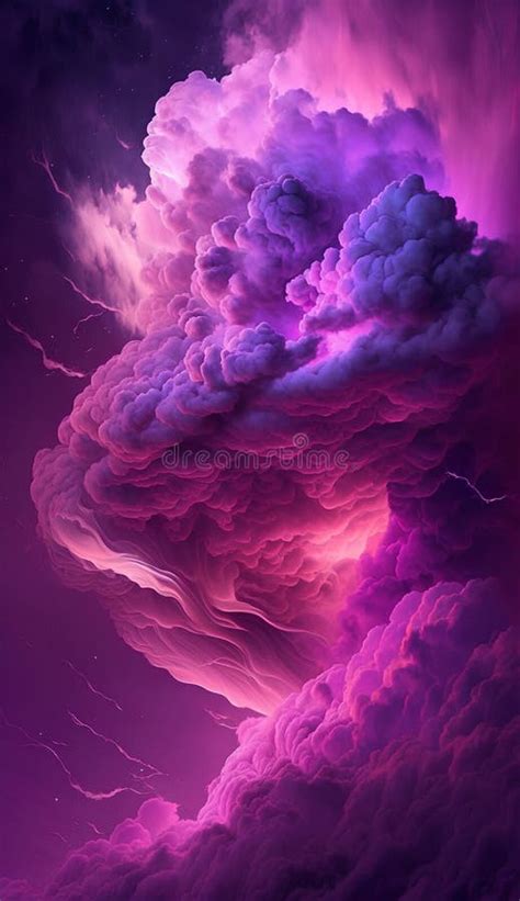 Purple Storm Clouds in the Night Sky. 3D Illustration Stock Illustration - Illustration of pink ...