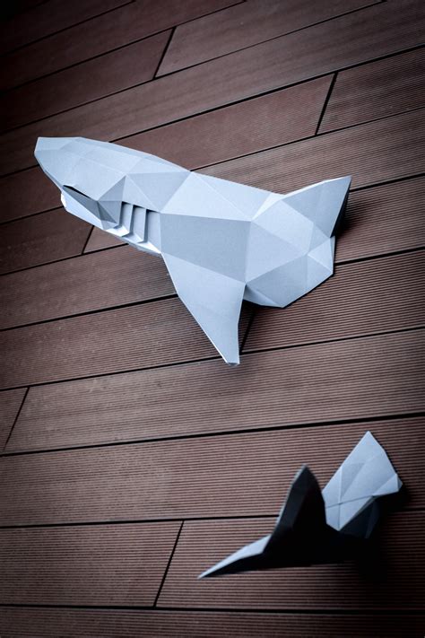 Shark PAPERCRAFT KIT Papercraft Shark Paper Model Shark DIY Papercraft Shark Low Poly 3D Shark ...