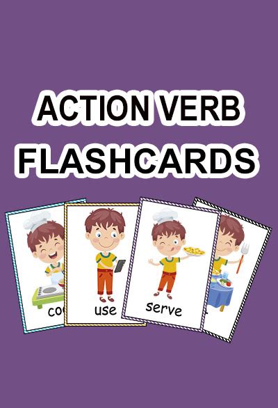 Action Verb Flashcards - Free Printables