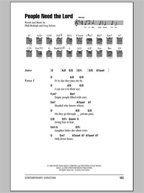 People Need The Lord by Steve Green Sheet Music for Guitar Chords/Lyrics at Sheet Music Direct