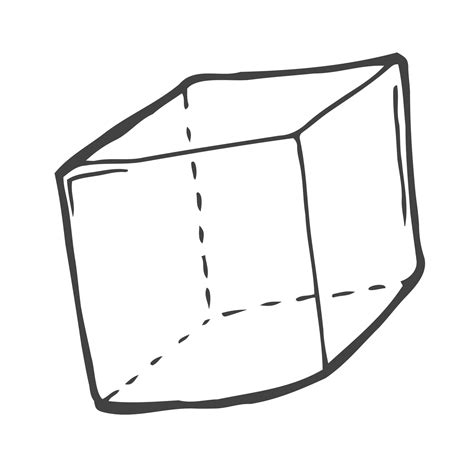 cube sketch. geometric figure. square - black and white illustration on ...