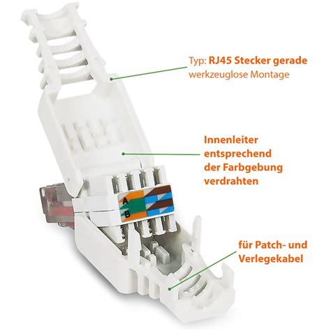 30x Netzwerkstecker Netzwerk Werkzeuglose Montage RJ45 Cat5 Cat6 Cat7 LAN Kabel Technik ...