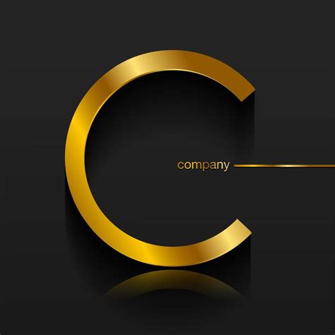 Letter C gold logo design. Vector graphic elegant golden font with sample text, luxury symbol ...