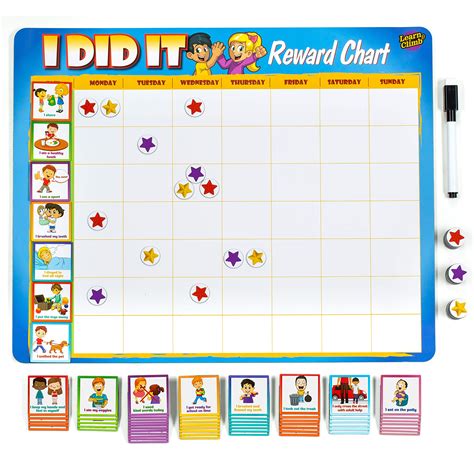 Buy Learn & Climb Kids Chore Chart - 63 Behavioral Chores as Potty Train, Thick Magnetic, Reward ...