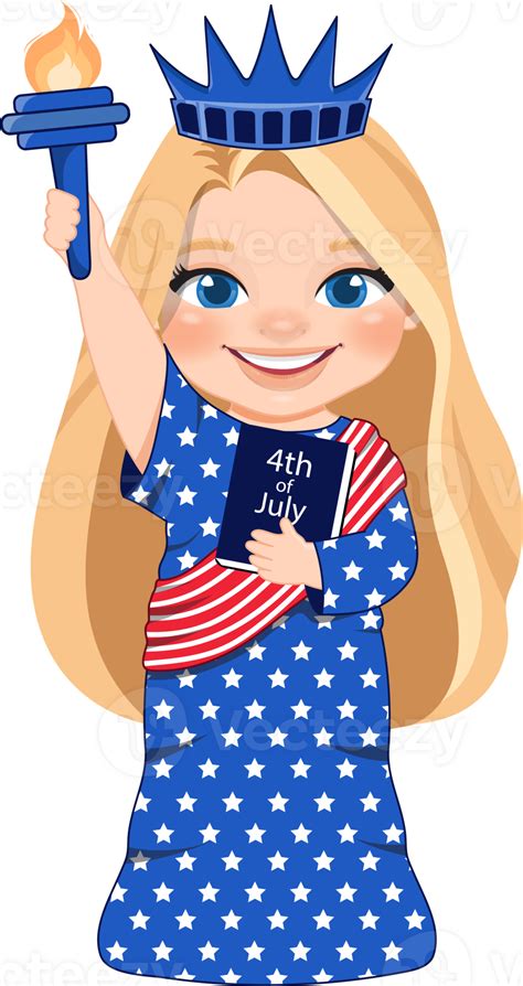 American Girl Portrait Celebrating 4th Of July Independence Day with ...