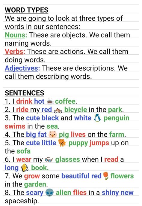 DIFFERENT TYPES OF WORDS | English phrases, English words, English vocabulary words