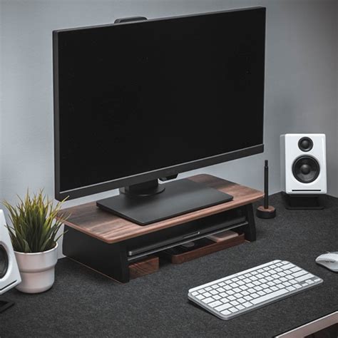 Wooden Monitor Stand with Laptop Shelf