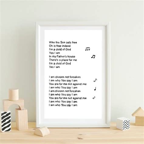 I Am Who You Say I Am Song Lyrics Wall Art Printable - Etsy