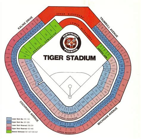 Seating chart of the former Tiger Stadium in Detroit, MI | Tiger stadium, Detroit tigers, Detroit