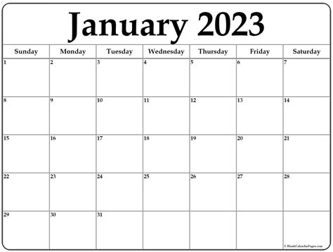 January 2023 Printable Calendar