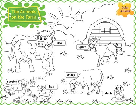 The Animals on the Farm Educational Printable Worksheet For Kids Color ...