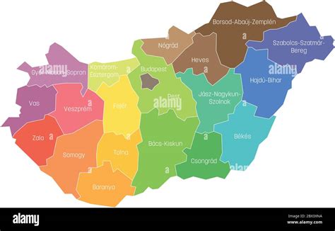 Counties of Hungary. Map of regional country administrative divisions ...