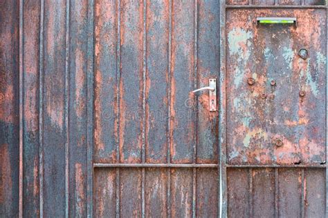 Rusty Metal door. stock image. Image of lock, padlock - 103381477