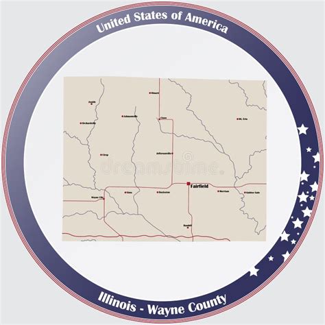 Map of Wayne County in Illinois Stock Illustration - Illustration of ...