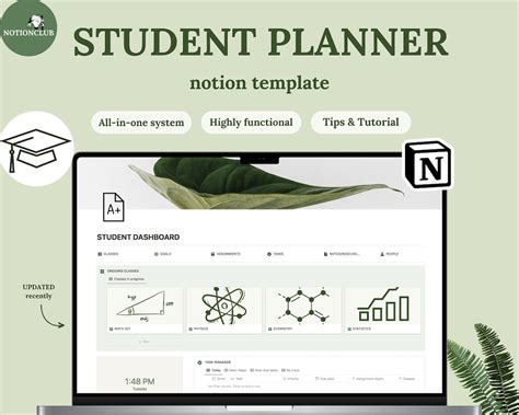 Notion Academic Planner, Notion Planner, Notion Template Student ...