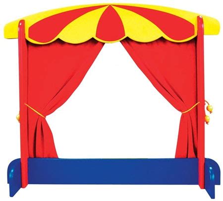 Puppet Theatre Wooden Red Velvet Curtains - My Wooden Toys