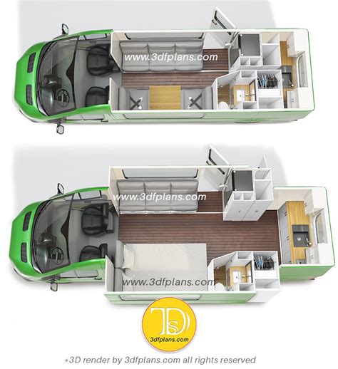 Ford Transit Custom Motorhome 3D Design - 3D Floor Plans