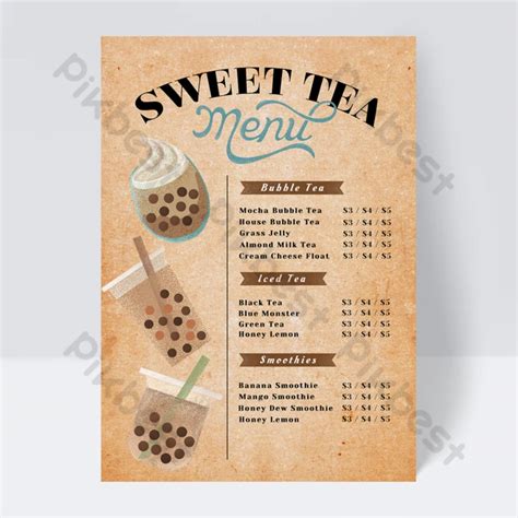 Retro Milk Tea Shop Menu Design | PSD Free Download - Pikbest