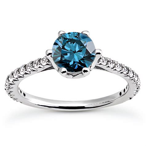 2 Carat Fancy Blue Diamond Solitaire Engagement Ring