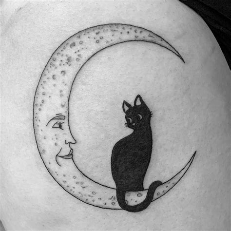 Cat Moon Tattoo Designs