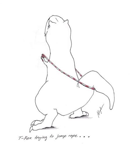 t-rex trying to jump rope | T rex humor, Trex jokes, T rex cartoon