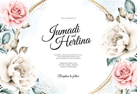 Premium Vector | Wedding card with beautiful floral watercolor